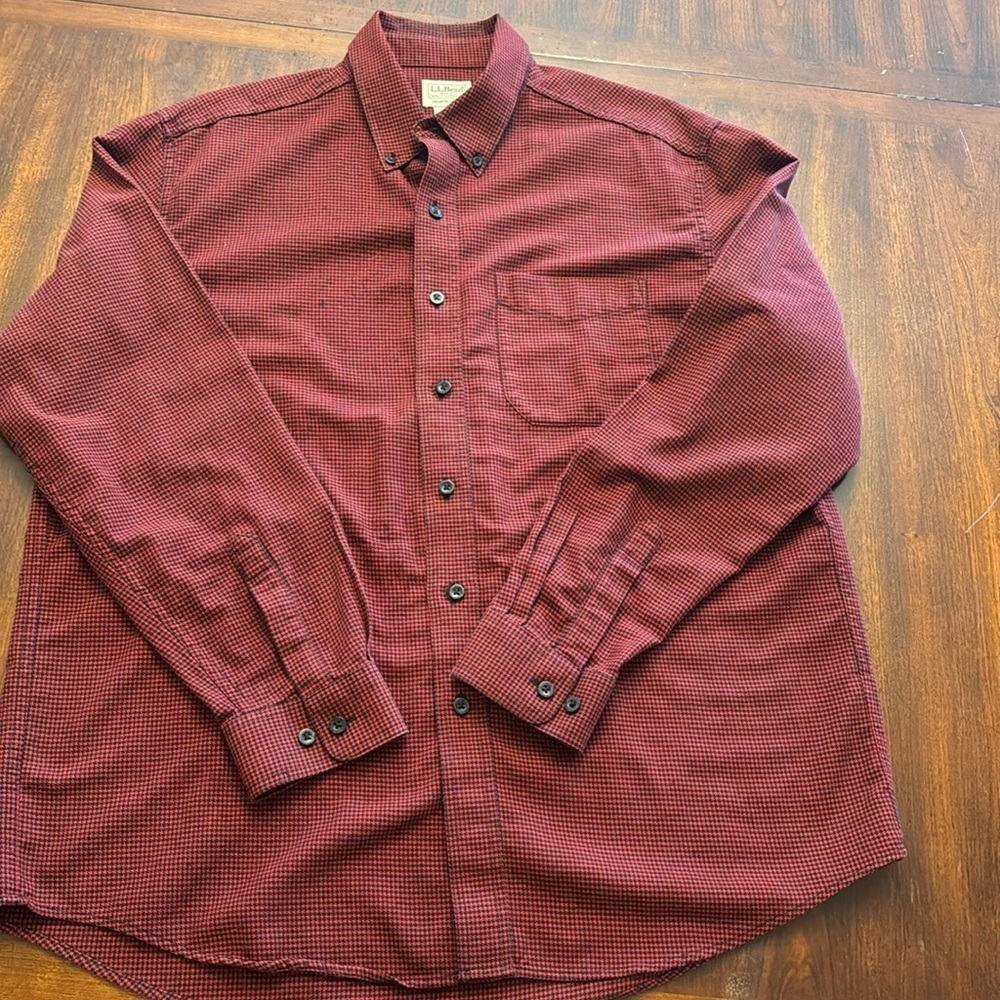 L L Bean Men’s Traditional Fit Outdoors Houndstooth Button Down